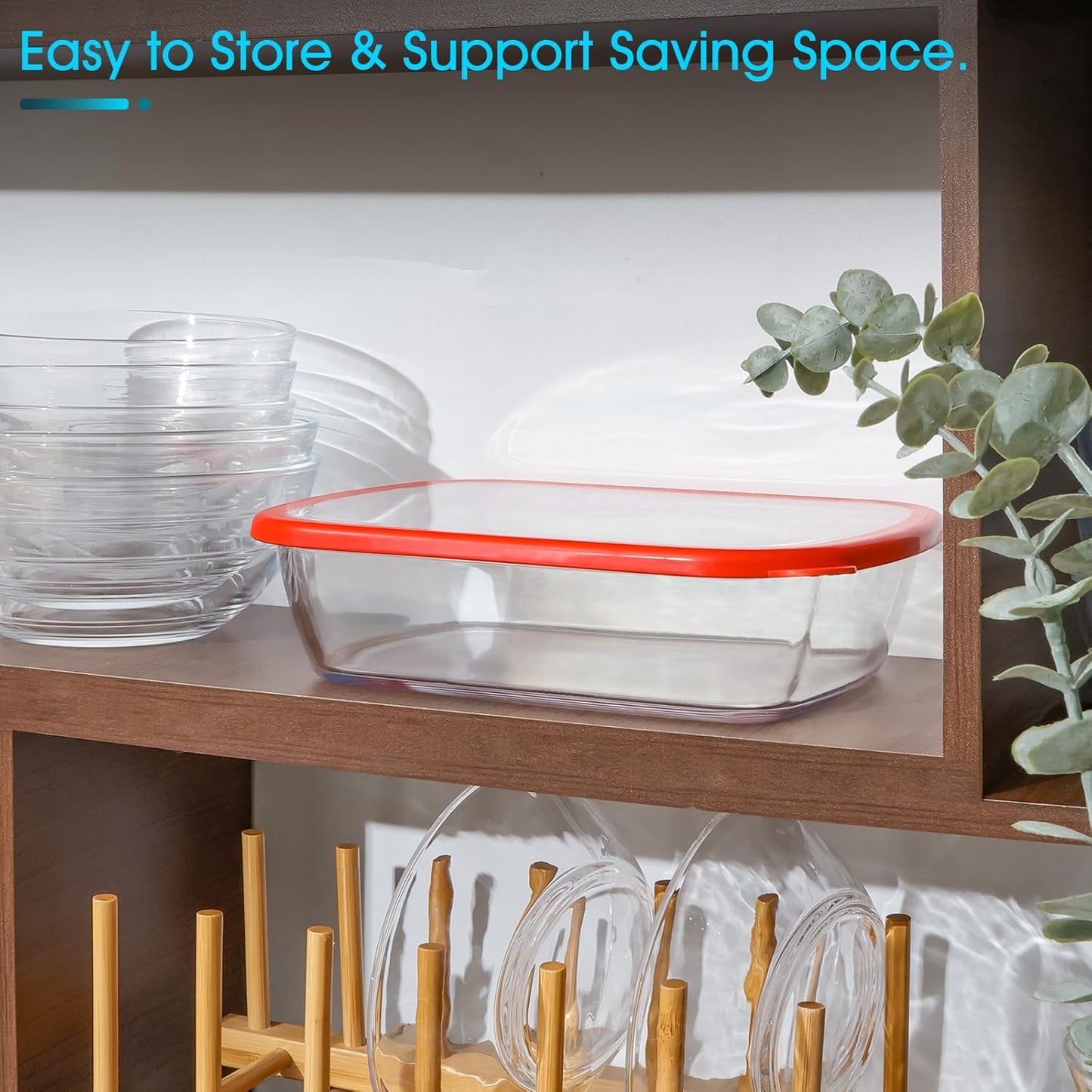 NUTRIUPS Tempered Glass Baking Dish with Lid - One Serving Food Bakeware, 1.25L Clear Pan