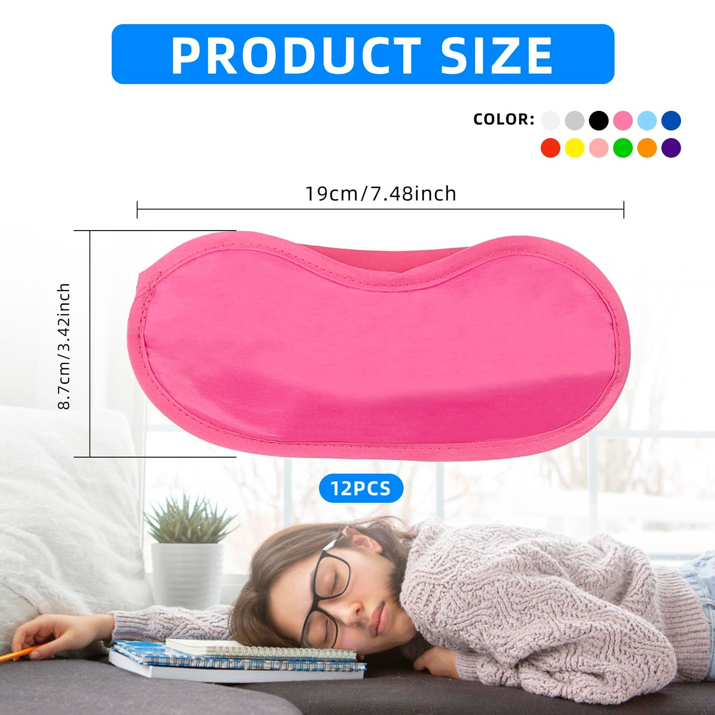 12pcs Eye Mask Sleep Masks Blindfolds Multicolor Sleeping Mask Blindfold Eye Cover Team Building Games Party with Nose Pad and Adjustable Strap for Women Men Kids