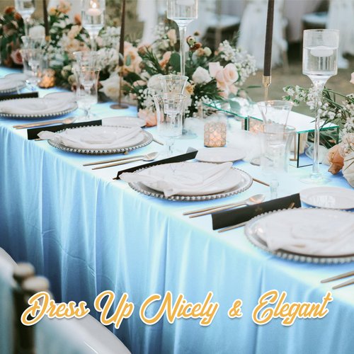 BRILLMAX 10 Pack Light Blue Tablecloths 60 x 102 Inch for 6ft Rectangle Tables - 150 GSM Polyester Fabric, 15" Standard Drop, Water, Stain & Wrinkle Resistant Cloth Cover for Wedding Dining Buffet