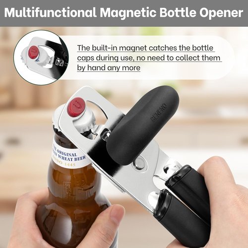 Beneno Can Opener - Heavy Duty Manual Design with Magnet Lid Lifter & Ergonomic Grip | Black