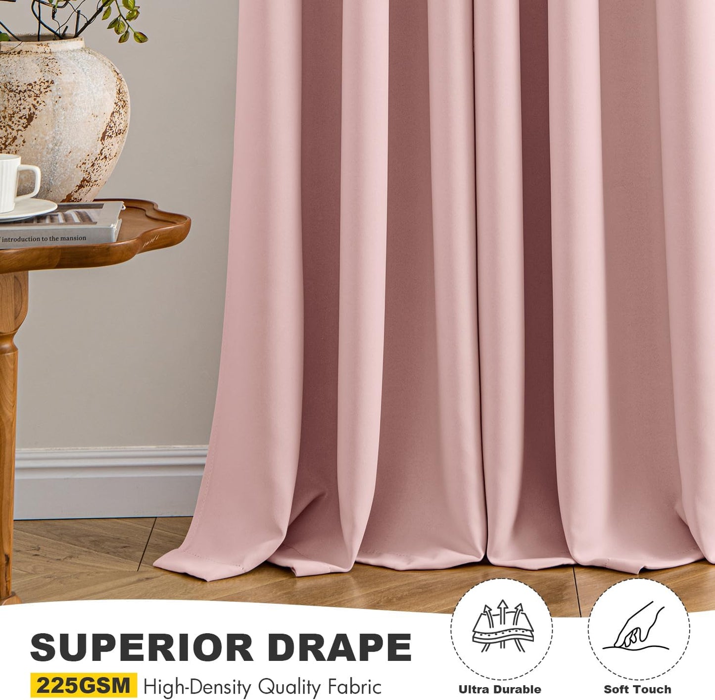 MIULEE Baby Pink Blackout Curtains - Thermal Insulated Room Darkening Drapes | 40 x 54 Inches, 2 Panels