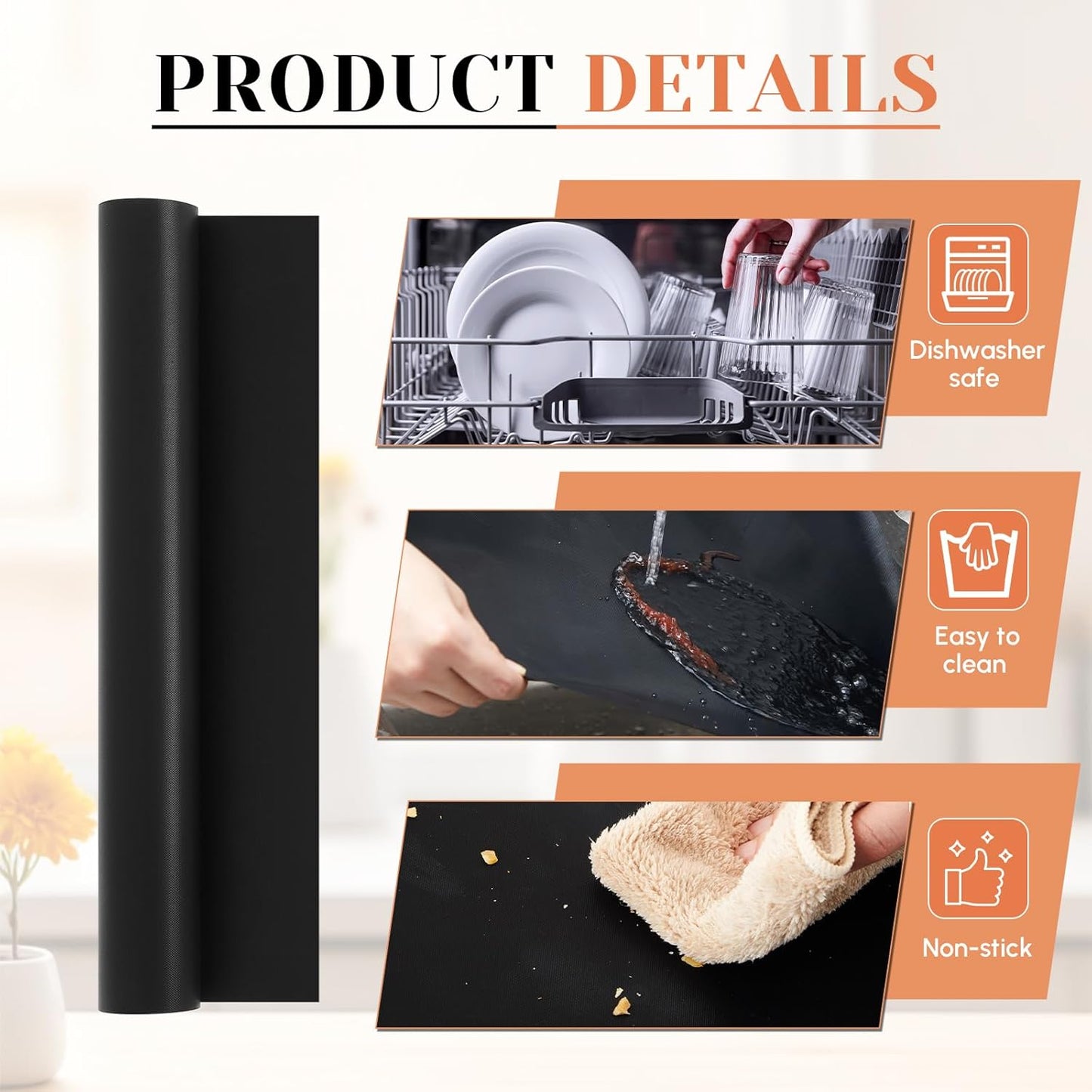 Skiennix Oven Liners - Large 16” x 240” Heat Resistant Non-Stick Mats for All Oven Types