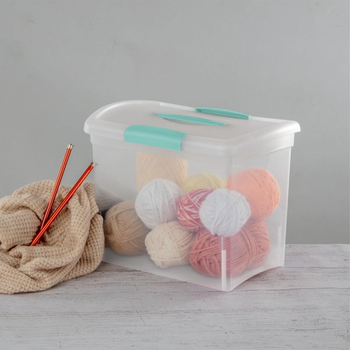 Sterilite Large Nesting ShowOffs - Stackable Storage Bins with Latching Lid | Clear Plastic, 6-Pack for Office Organization