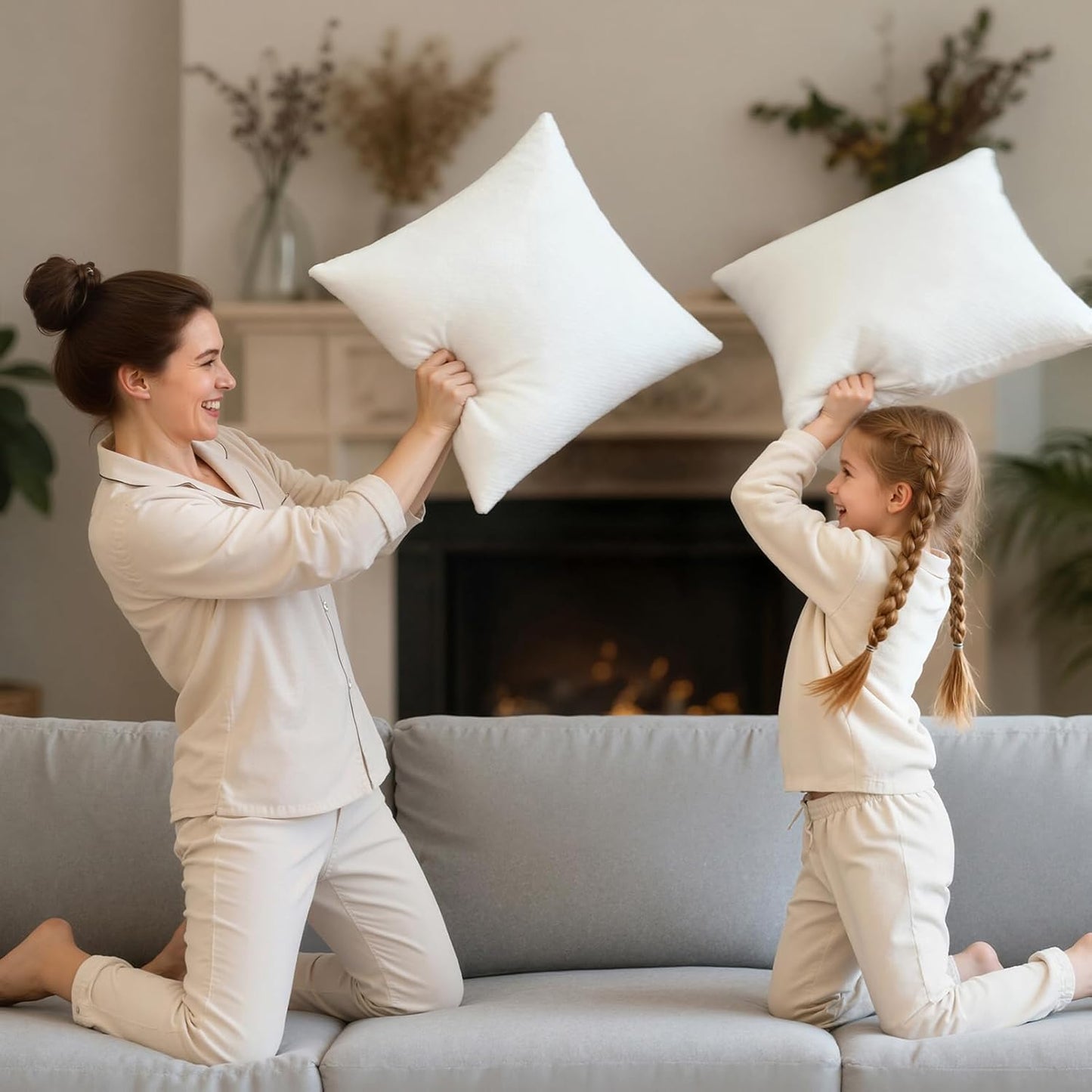 Phantoscope Pillow Inserts - Hypoallergenic 100% Virgin Fiber Microfiber Throw Pillows | 18x18 Inch (Pack of 4)