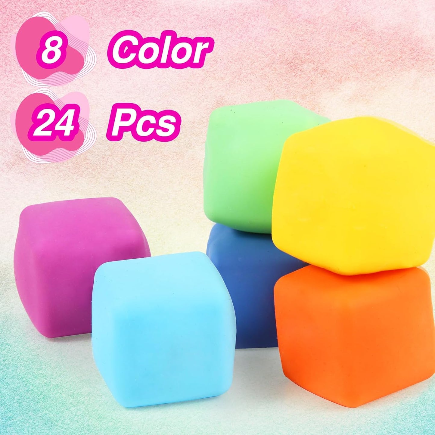 Skiennix 24 Pack Stress Cubes - Soft, Slow Rising Fidget Toys for Anxiety Relief | Perfect Classroom Party Favors