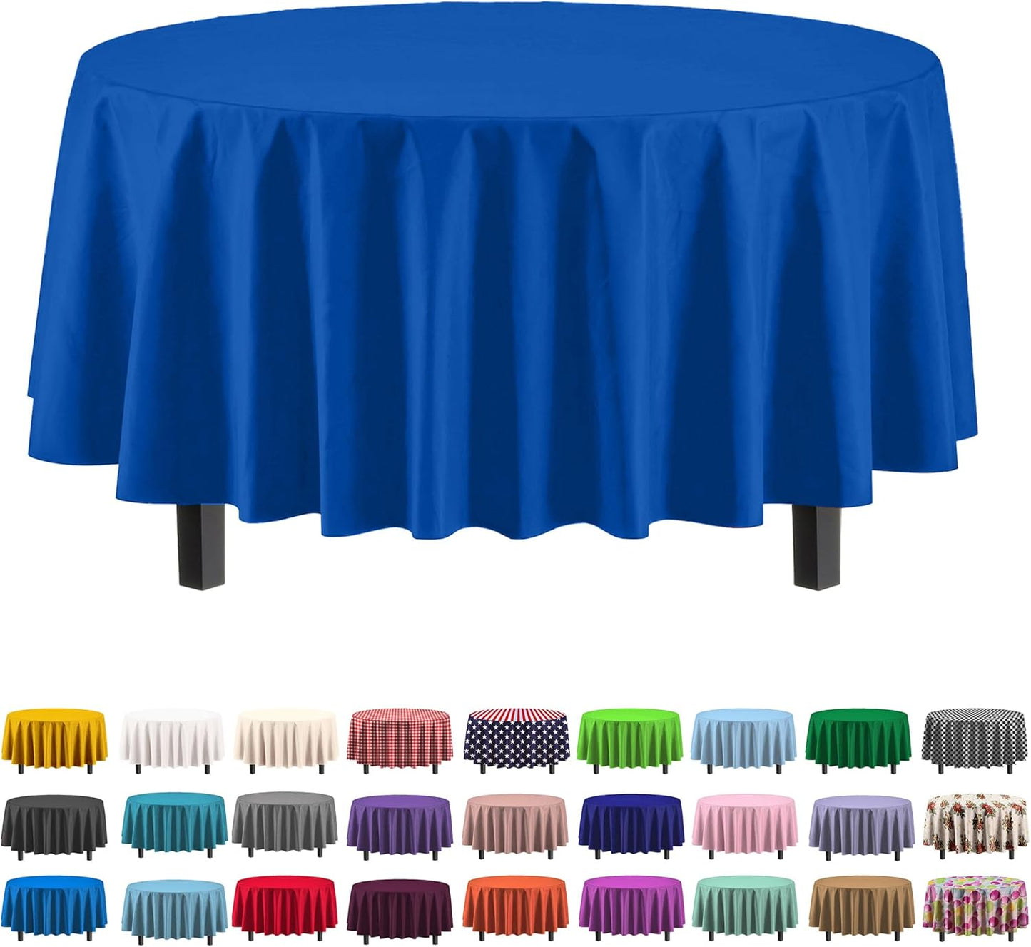 Ivory 84-Inch Round Tablecloth - 12-Pack Premium Plastic Party Supplies
