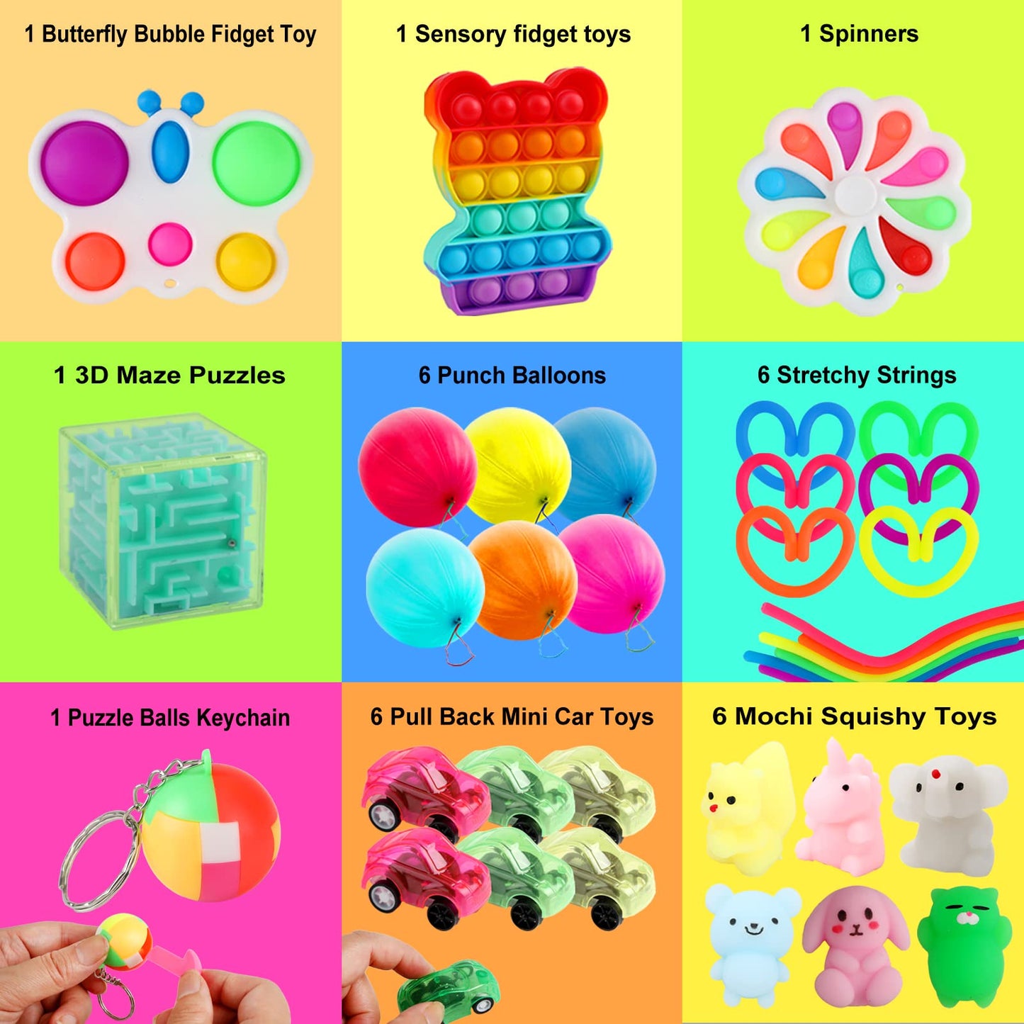 160 pcs Fidget Toys Pack, Party Favors For Kids 8-12 Mini Autism Sensory Toy Goodie Bag Pinata Stuffers Treasure Box School Prizes Birthday Party Supplies Halloween Treat Xmas Gifts For Boys Girls 4-8