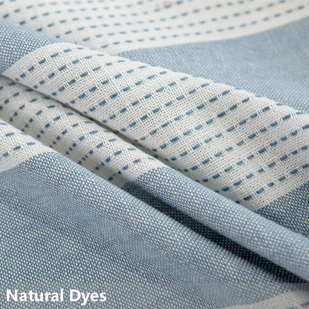 TruDelve Blue and White Stripe Cloth Tablecloths 55 x 70 inch Table Cloth Rectangle Table Fabric Cotton Tablecloths for Rectangle Tables (70"x55", Blue)