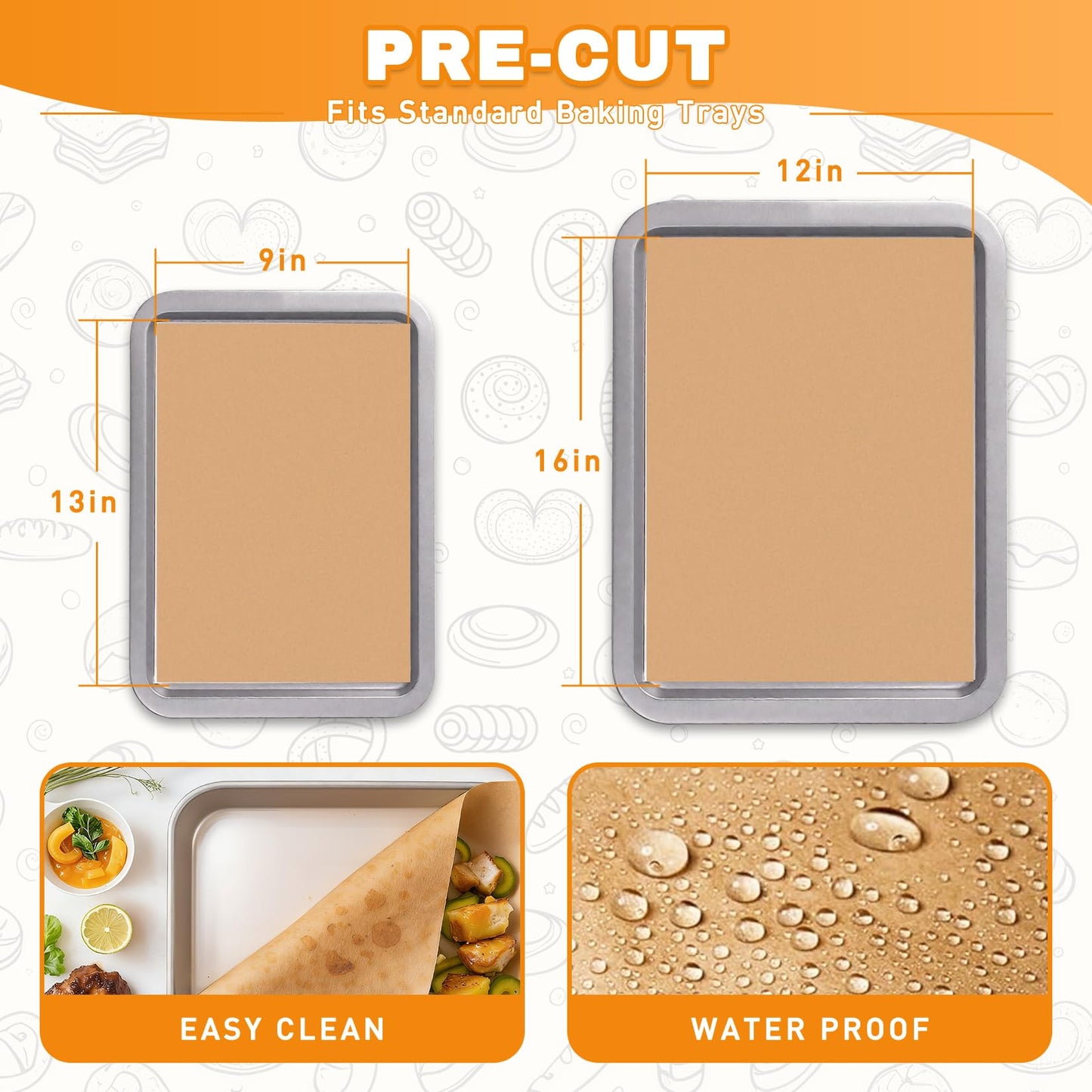 200 PCS 12x16 Inches Parchment Paper Sheets, Unbleached Parchment Paper for Baking, Non Stick Baking Sheets, Precut Parchment Paper Sheets for Baking, Brown Baking Paper (12" X 16")