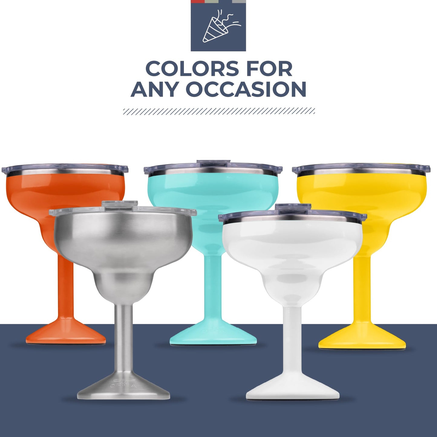 ORCA Rita | Temperature Insulated, Stainless Steel Margarita Glass, Lidded Tumbler for Cocktails, Wine & Cold Drinks — Turquoise