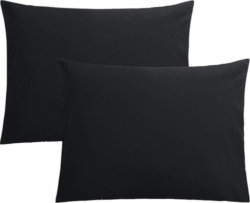 FLXXIE Pillow Cases - Soft Microfiber Standard Size Pillow Covers | Wrinkle & Stain Resistant, 2-Piece Set, 20x26, Black
