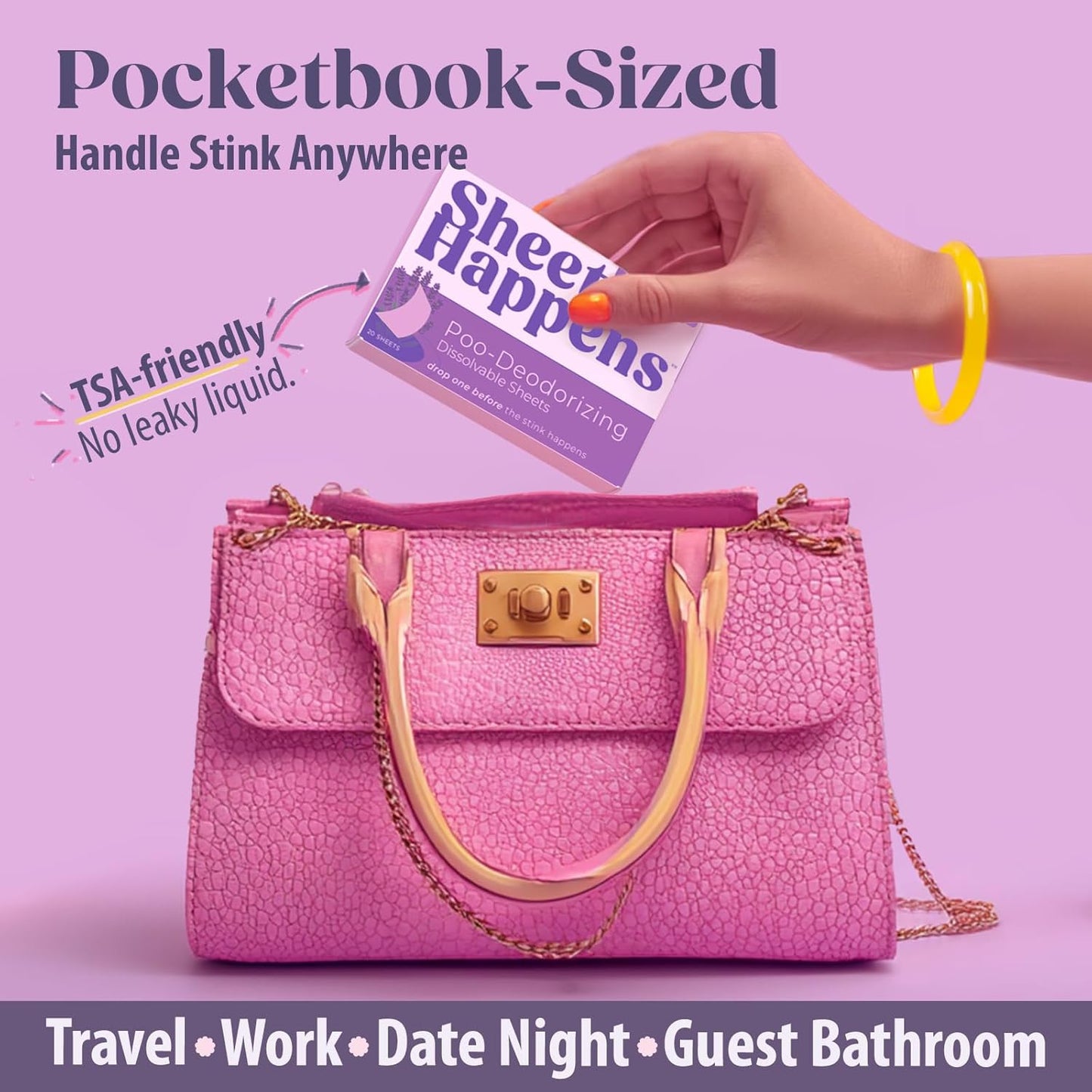 Sheet Happens Pre-Poo Toilet Sheets - Lavender Field Scent | 40 Dissolvable Odor-Stopping Sheets, Septic Safe Travel Essential