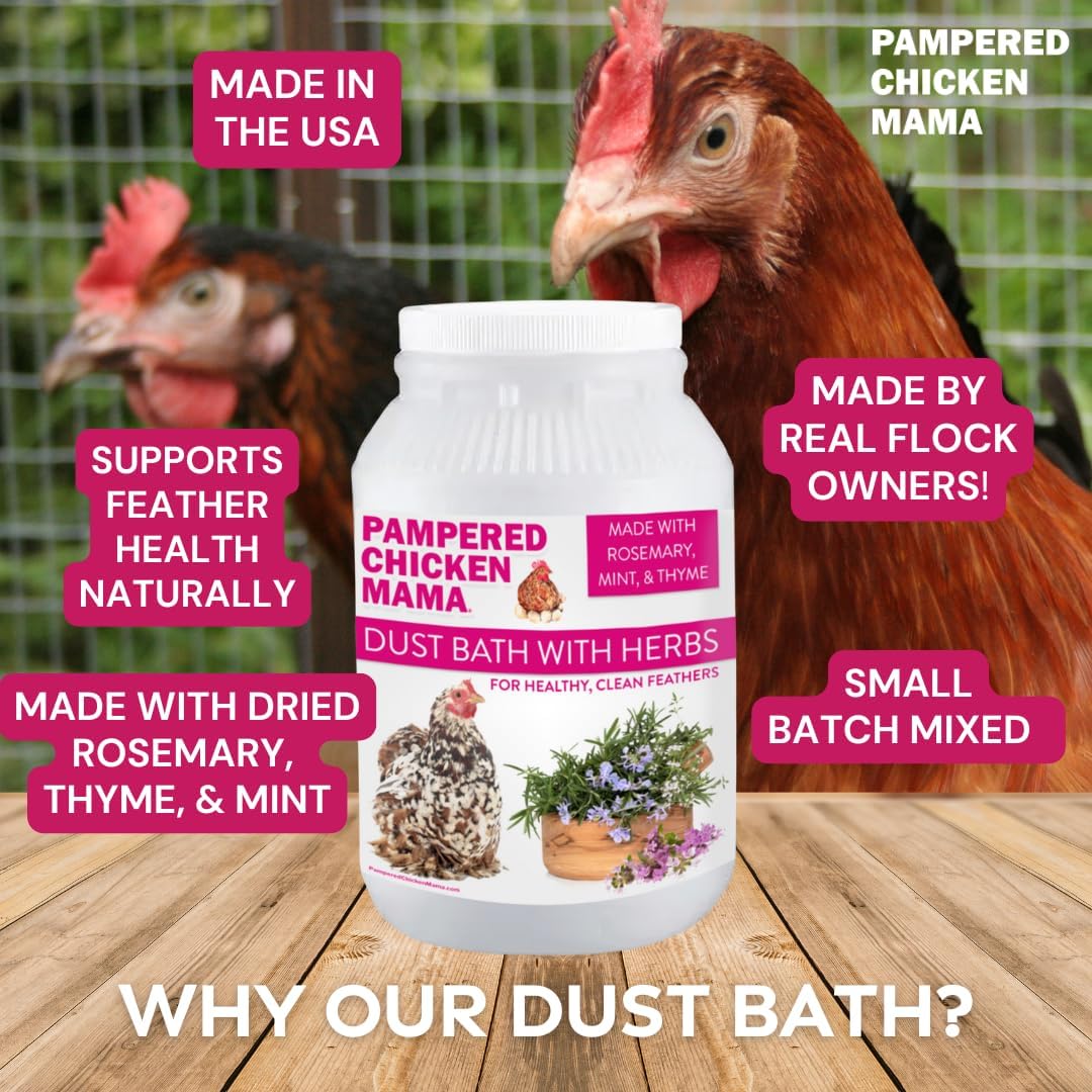 Pampered Chicken Mama Herbal Dust Bath for Clean Feathers - Natural Poultry Supplies (8 lbs)