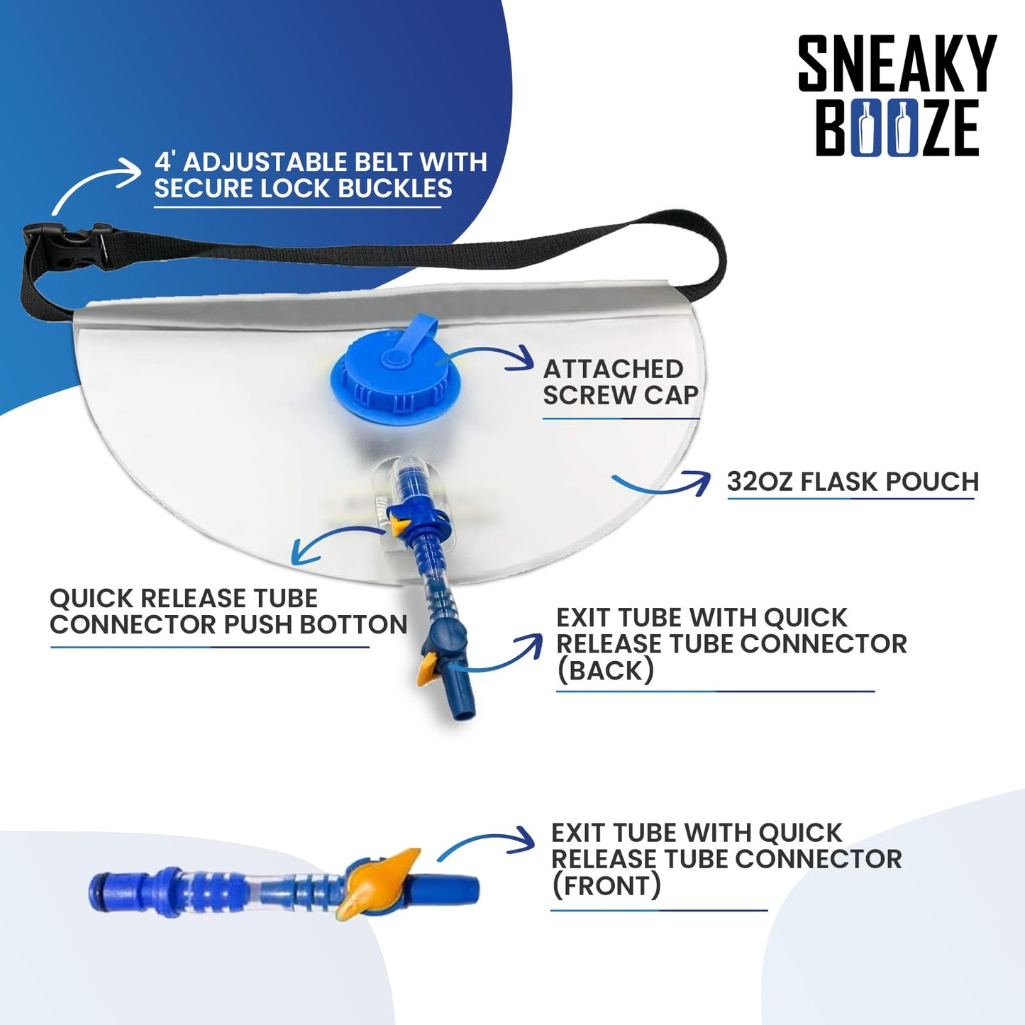 Sneaky Booze Hidden Flask Pouch For Men And Women: Portable 32oz Undetectable Alcohol Bag. Concealable Plastic Wine Liquor Body Hip Flasks. Disguised Leak Proof Travel Bags For Cruise Concert Festival