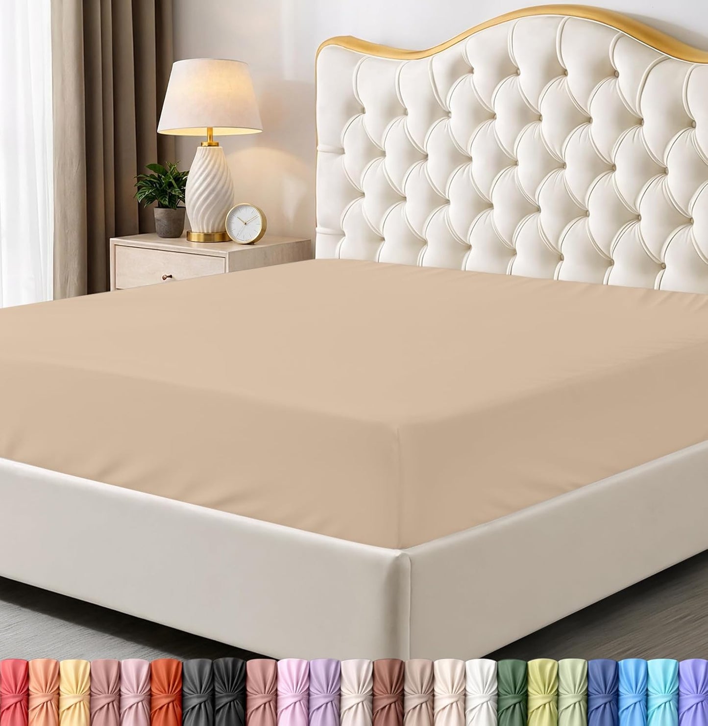 Utopia Bedding Full Fitted Sheet - Soft Microfiber - Deep Pocket - Easy Care - Beige Color