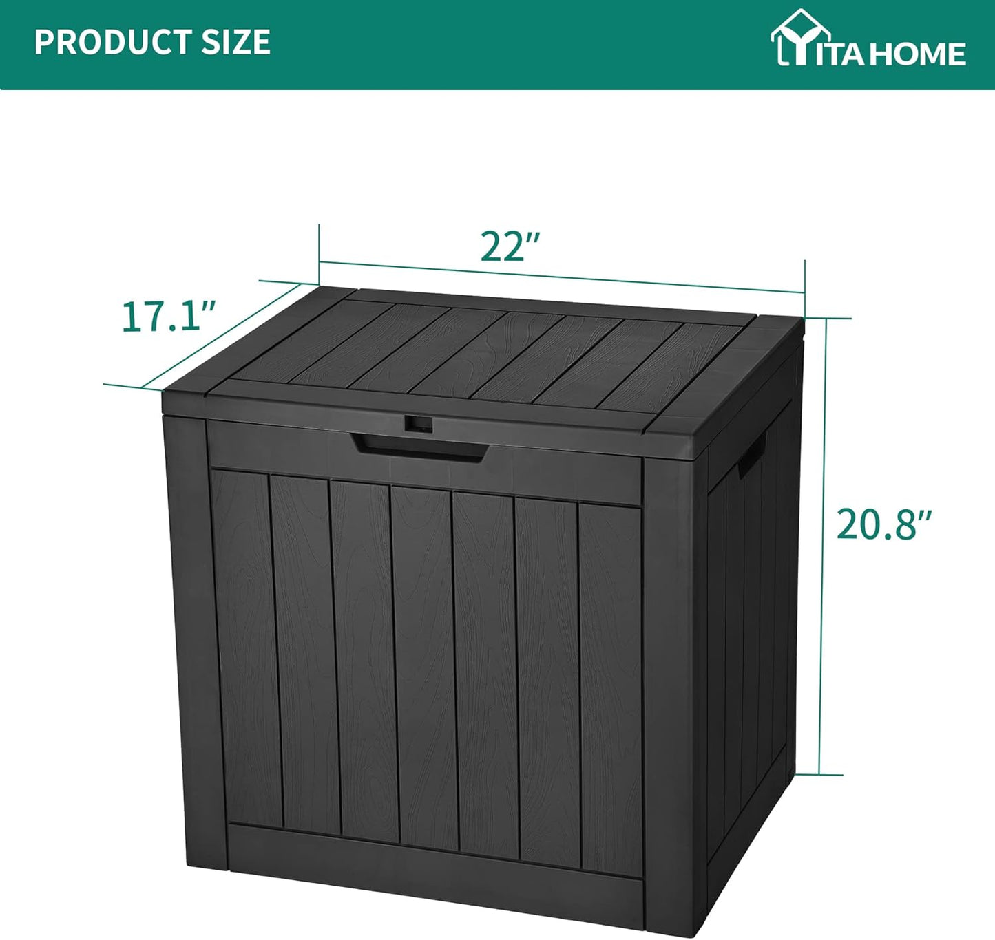 YITAHOME 30 Gallon Outdoor Storage Box - Waterproof Resin with Lockable Lid | Black for Patio & Garden