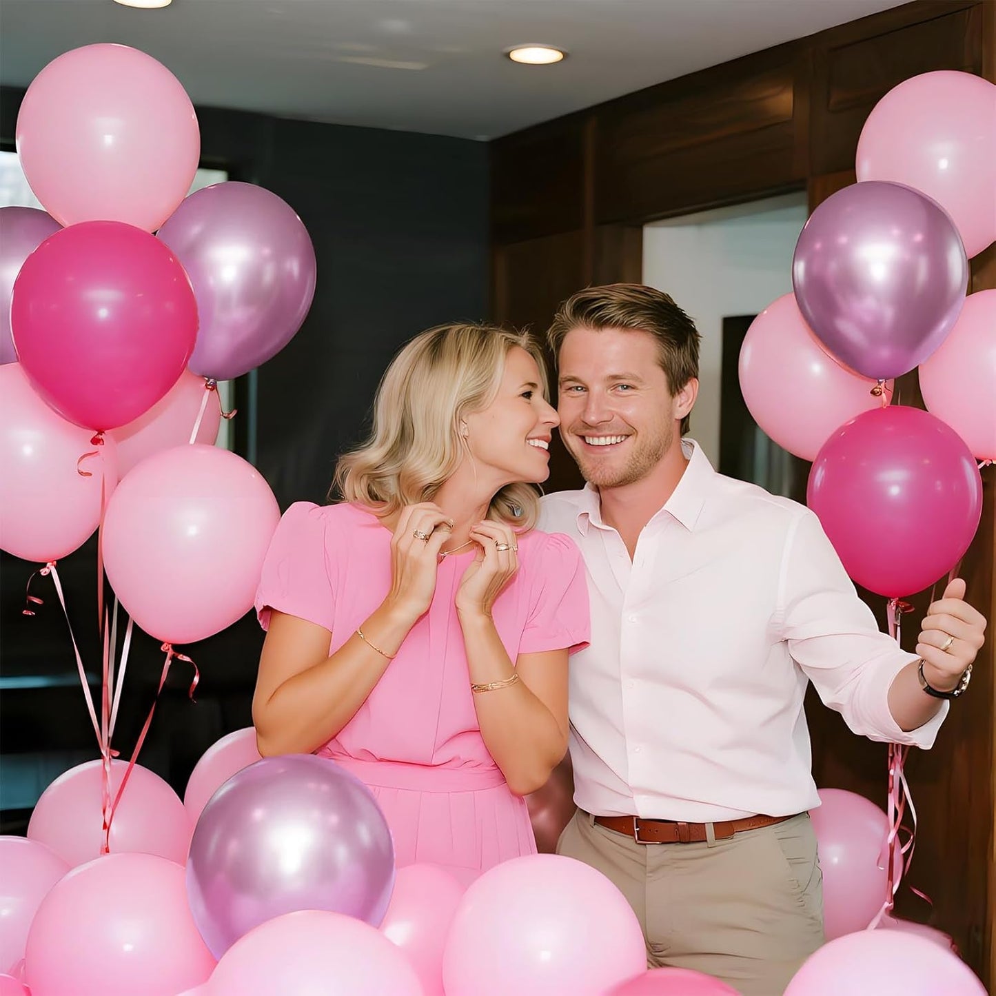 Skiennix 100 Pcs Pink Balloons - 12 Inch Hot Pink & Light Pink Metallic for Birthday & Baby Shower Decor