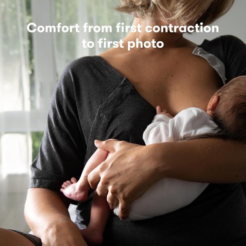 Frida Mom Labor and Delivery Gown - Easy-Snap Tagless Nursing Gown with Skin-to-Skin Access | Full Coverage Back