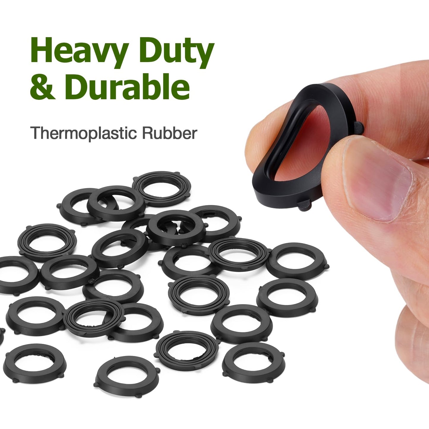 SmoTecQ Garden Hose Washers - 30 Pack Heavy Duty Rubber Seals for 3/4" Hose Fittings | Stay-in-Place Design, Black