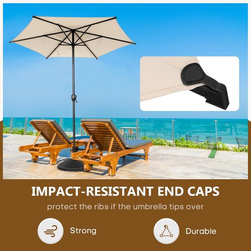 Abba Patio 7.5FT Lyon Outdoor Umbrella - UV Protection, Waterproof, Push Button Tilt, Beige