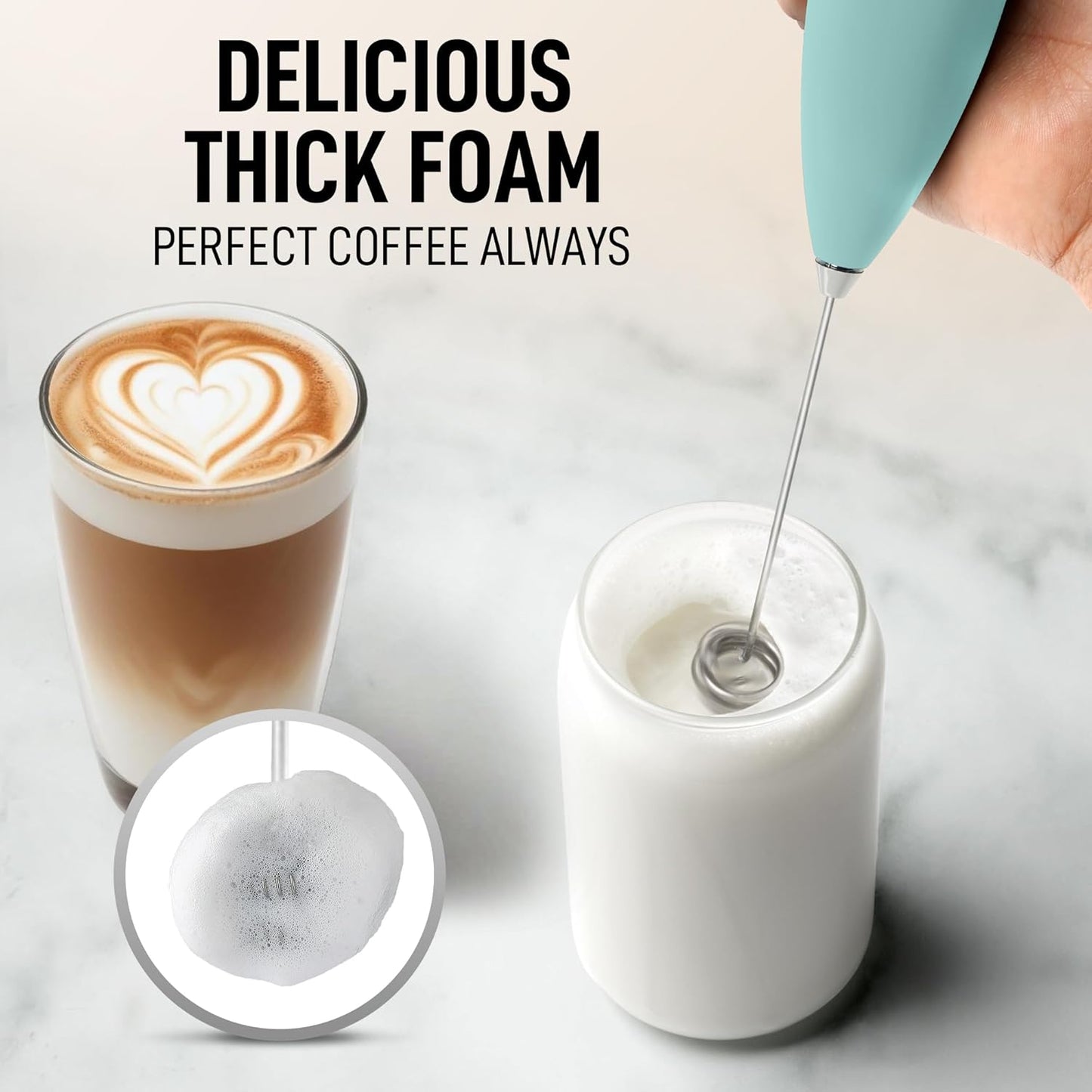Zulay Kitchen Milk Frother - Powerful Handheld Whisk for Coffee, Lattes & Matcha - Includes 4 Duracell Batteries