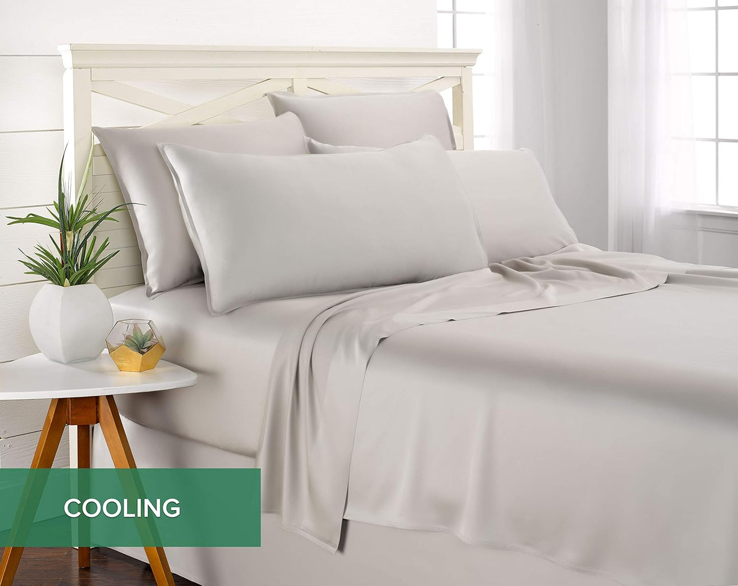 Pure Bamboo California King Sheets - 100% Organic Viscose Bed Set, Soft & Cooling, Silver Pearl