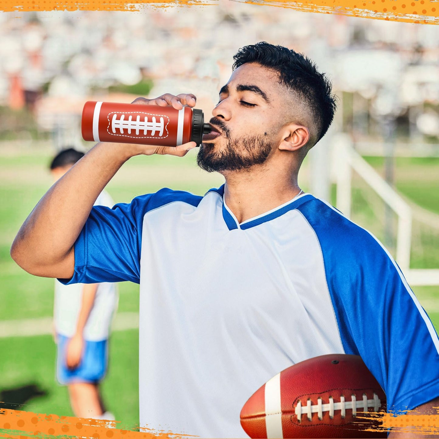 Skybooly 24 Pcs Football Water Bottle Bulk 20 oz Sports Water Bottles Squeeze Football Team Gifts Bulk Reusable Football Accessories for Football Players Lovers Party Favor Gifts Gym Bike