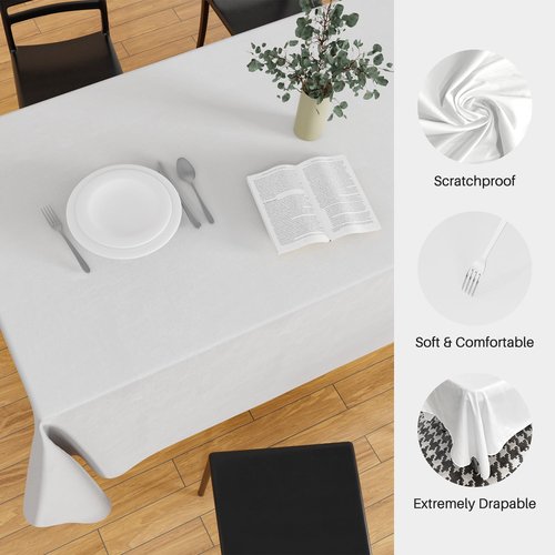 IVAPUPU 2PCS White Table Cloth for Rectangle Table - 60 x 102 Inch Tablecloths Rectangular Cloths Waterproof Washable Wrinkle Resistant for 6 FT Tables Wedding Cocktail Party