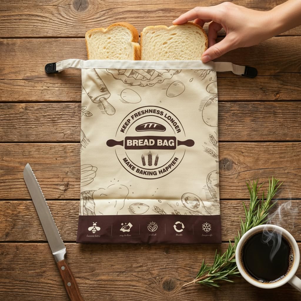 Beeswax Bread Bags - 2 Pack Reusable Cotton Storage Bags with Removable Liner | 16x12 Inch for Fresh Sourdough