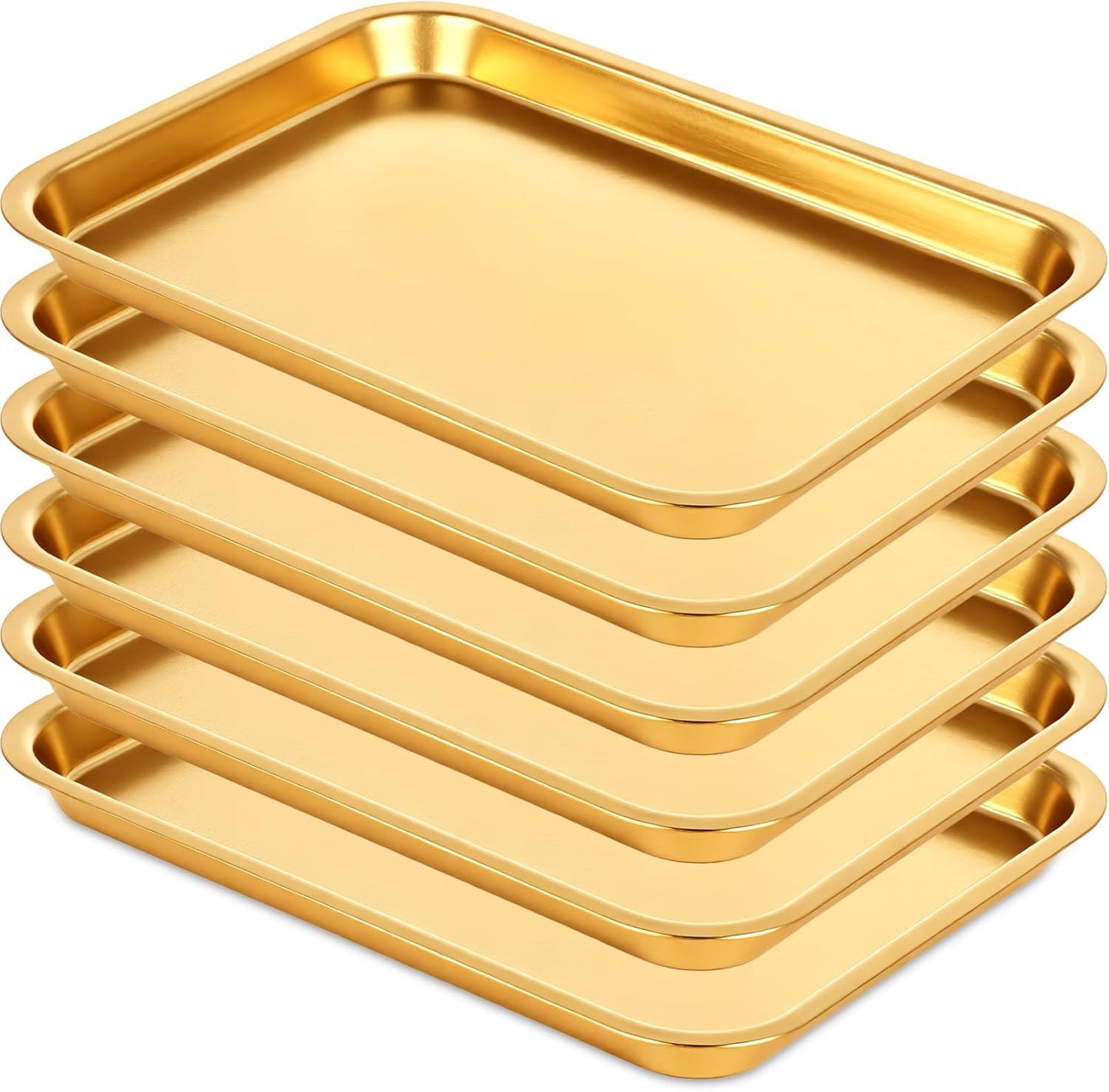 Skiennix Gold Baking Sheets - 6 Pcs Stainless Steel Cookie Tray | Rust-Free, Easy Clean, Dishwasher Safe
