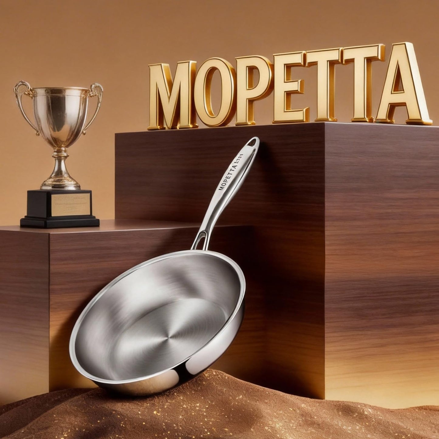 mopetta 10 inch Tri-Ply Stainless Steel Frying Pan,No Coatings PFOA&PTFE Free Skillets,Chef's Pans,Dishwasher and Oven Safe Cookware, Compatible with All Cooktops