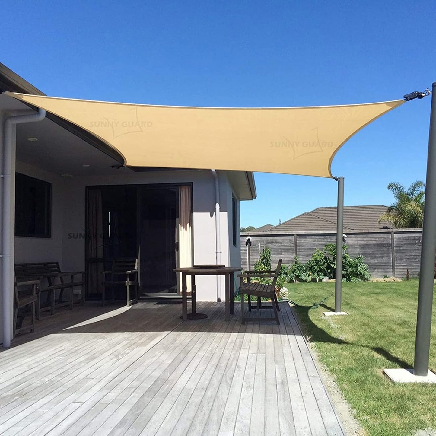 SUNNY GUARD Sun Shade Sail - 10' x 13' Rectangle Sand UV Block for Backyard, Patio & Garden