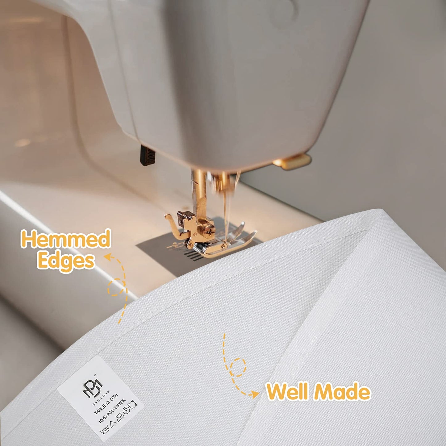 BRILLMAX 6 Pack White Round Tablecloths 120 Inch for 60” Tables - 150 GSM Polyester Fabric, Floor Length Drop, Water, Stain & Wrinkle Resistant Cloth Cover for Wedding Reception Banquet Dining