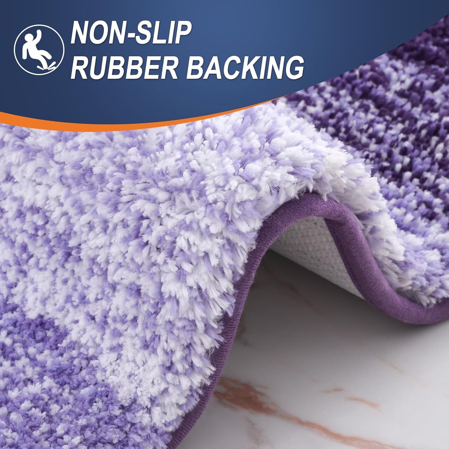 OLANLY Bathroom Runner Rugs - Extra Soft Microfiber Mat 44x24 | Quick Dry, Washable, Rubber Backing, Violet