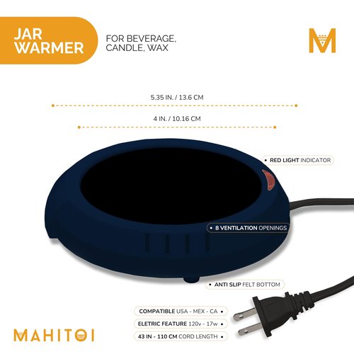 Durable Heavy Portable Large Warmer Safe Plate for Candle Jar & Mug Warmer, Dark Blue Pack