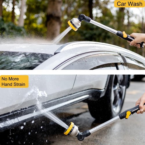 FANHAO 16-Inch Heavy Duty Watering Wand - 9 Spray Patterns & 180° Rotating Nozzle for Easy Plant Care | Yellow