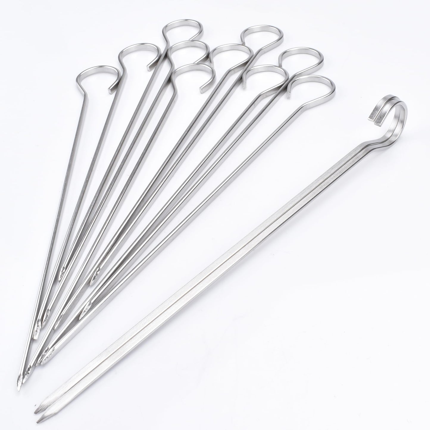 HONSHEN 8 inch Flat Stainless Short Barbecue,BBQ Skewers, Kebab Kabob Grill Skewers 12 pcs