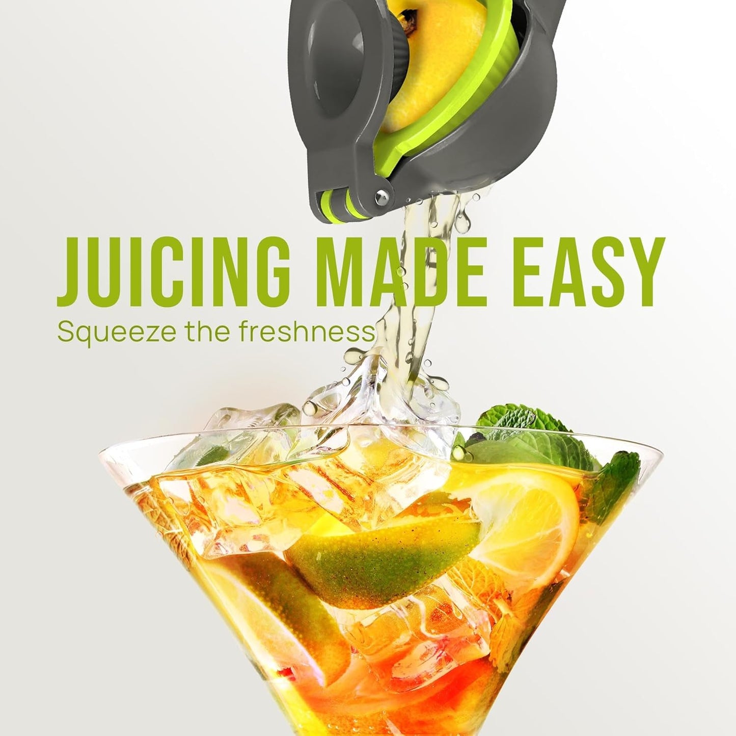 Zulay Kitchen 2-in-1 Lemon Squeezer - Max Extraction Hand Juicer for Easy Citrus Juicing - Gray/Lime