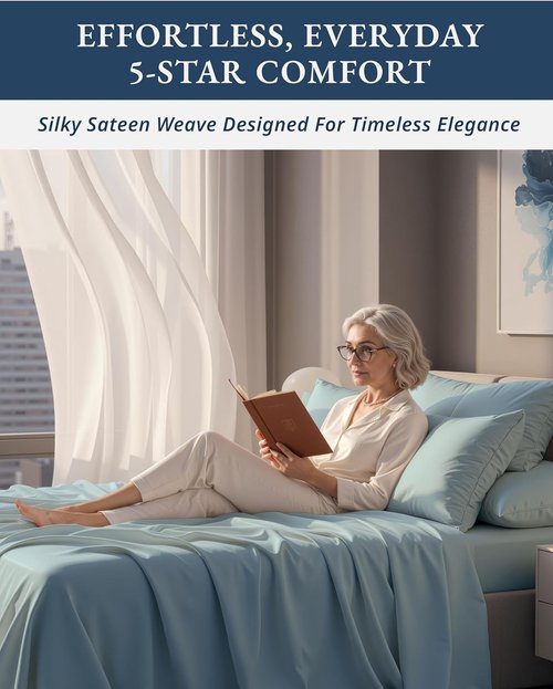 100% Egyptian Cotton Queen Size Sheet Set - Ultra-Soft Hotel Luxury | Naturally Breathable & Durable, 15" Deep Pocket - French Blue