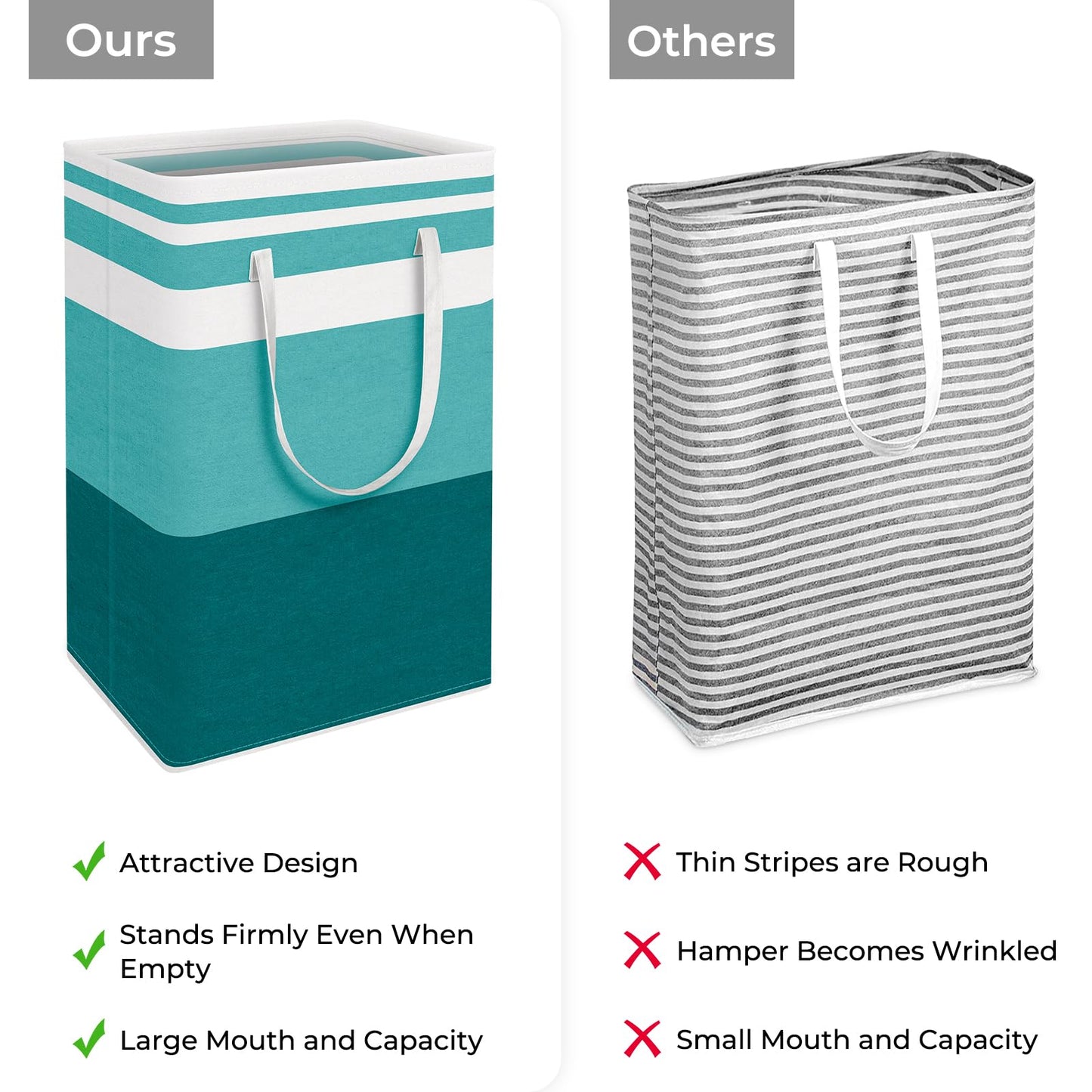 HomeHacks 2-Pack Large Laundry Basket, Waterproof, Freestanding Laundry Hamper, Collapsible Tall Clothes Hamper with Extended Handles for Clothes Toys in the Dorm and Family (Green, 88L)