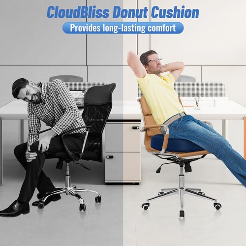 CloudBliss Donut Pillow Seat Cushion Chair Pad for Tailbone Pain Relief and Hemorrhoids, Memory Foam Seat Chair Cushion for Men and Women for Home & Office, (Blue-2XL)