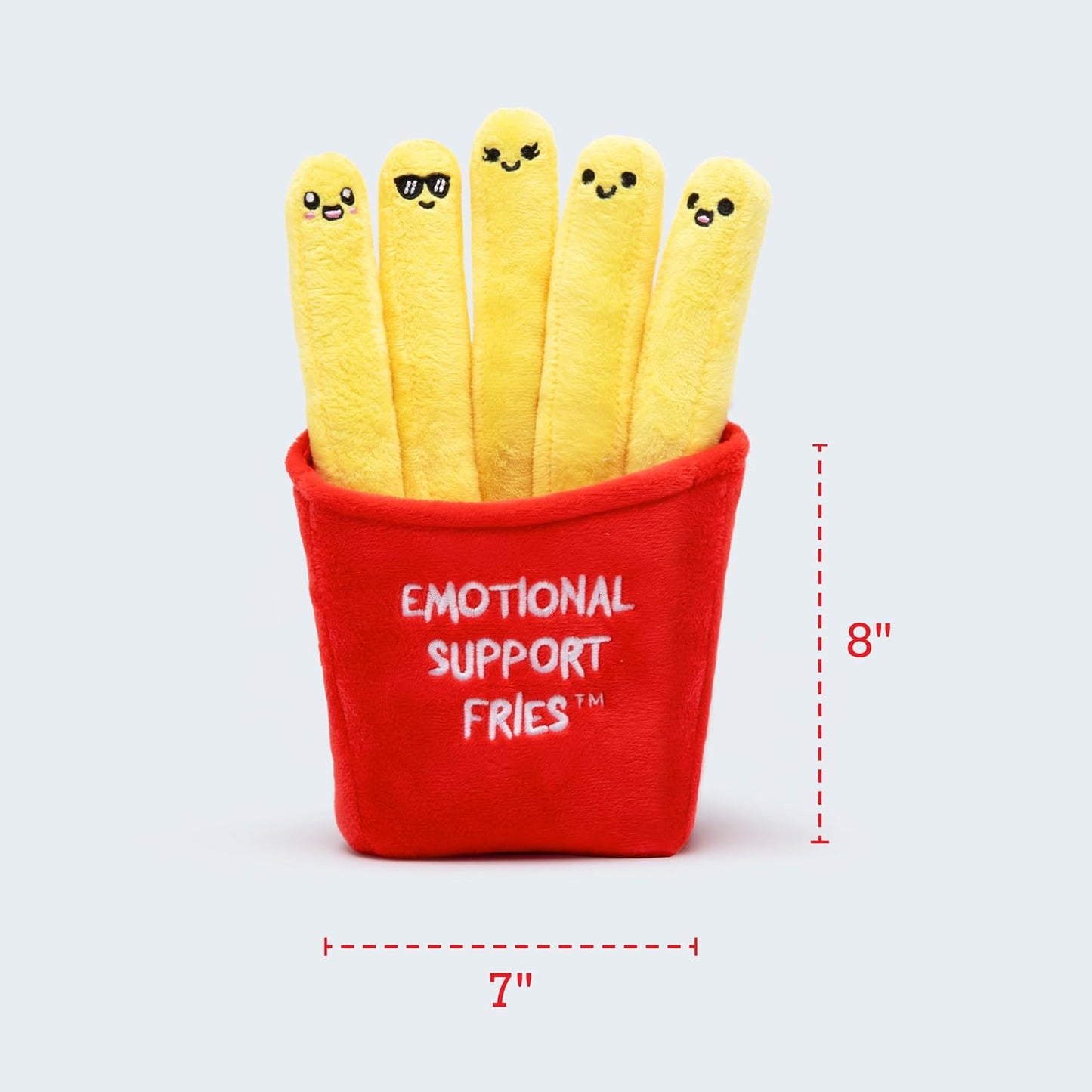 Relatable Emotional Support Fries | Cuddly Plush Toy Set with 5 Squishy Plushies & Basket - Perfect Gift for All Ages