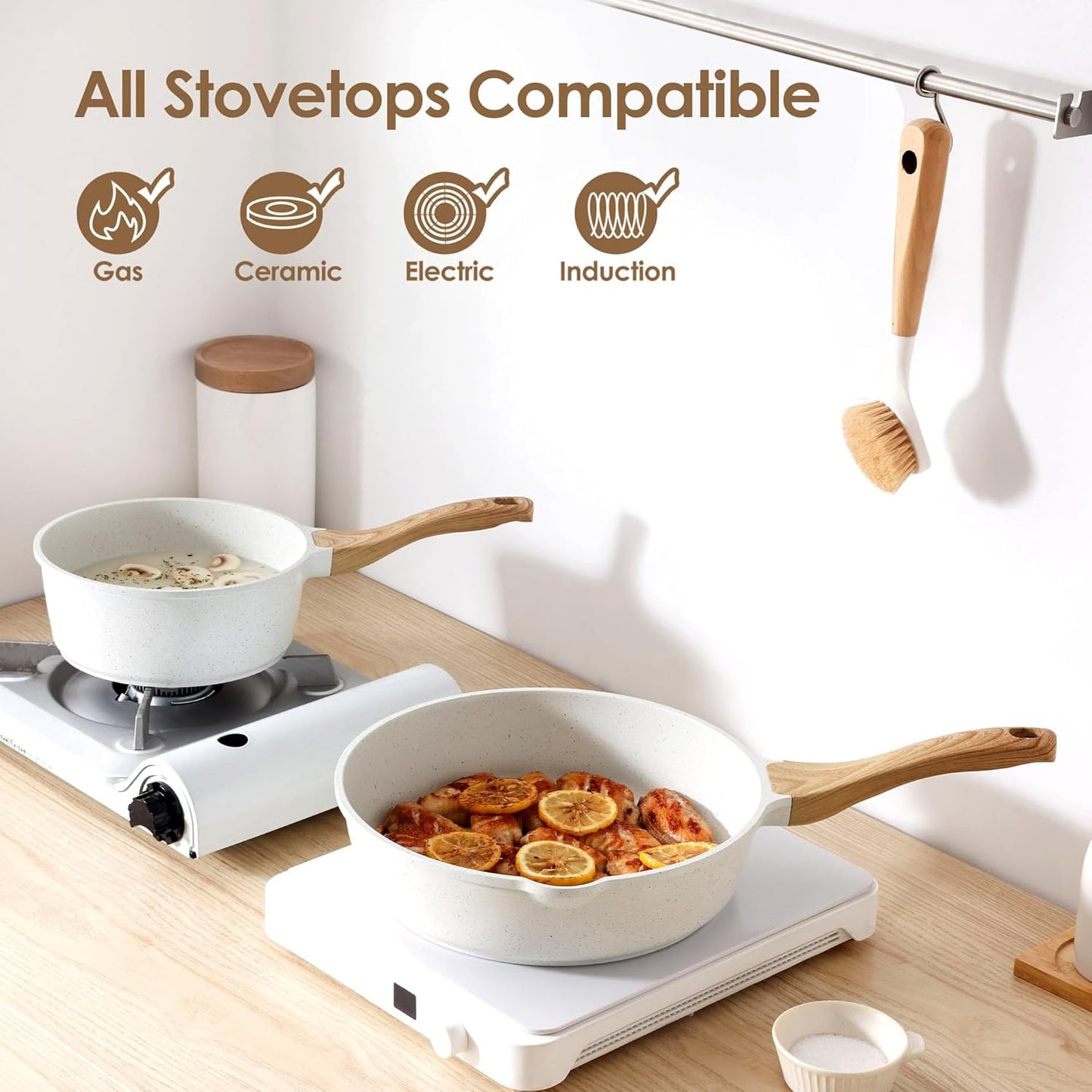SENSARTE Nonstick Ceramic Cookware Set - 13-Piece Healthy Pots & Pans with Stay-Cool Handles & Silicone Tools