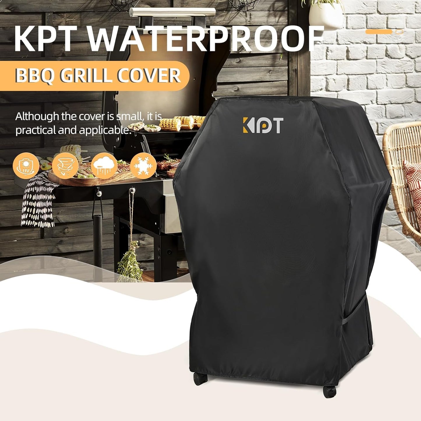 KPT 30 Inch Grill Cover - Heavy Duty Waterproof 420D BBQ Cover with Air Vent & Buckle | UV & Fade Resistant for Weber, Nexgrill, Char Broil