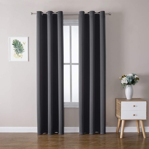 ChrisDowa Blackout Curtains - Thermal Insulated Room Darkening Panels Set (Dark Grey, 42W x 84L)