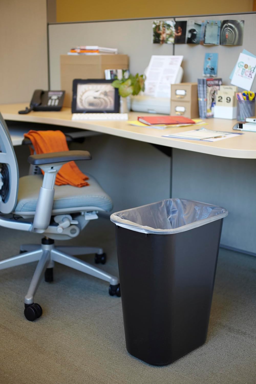 Rubbermaid Commercial Wastebasket - 41QT Stackable Trash Can | Black Plastic for Office & Home Use