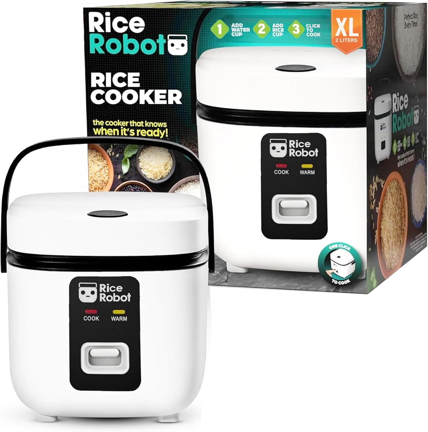 Rice Robot Rice Cooker - 4-Cup Uncooked (8 Cups Cooked) Electric Rice Maker | PFAS-Free Ceramic Nonstick