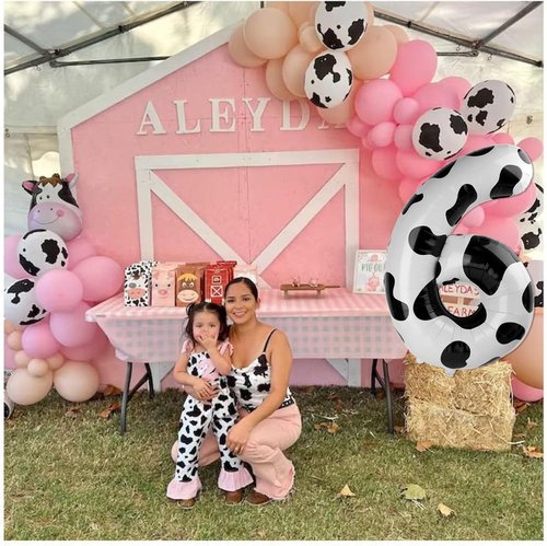 IWERP Cow Print 40-Inch Balloon - Unisex Birthday Decorations | Reusable Farm Animal Party Supply