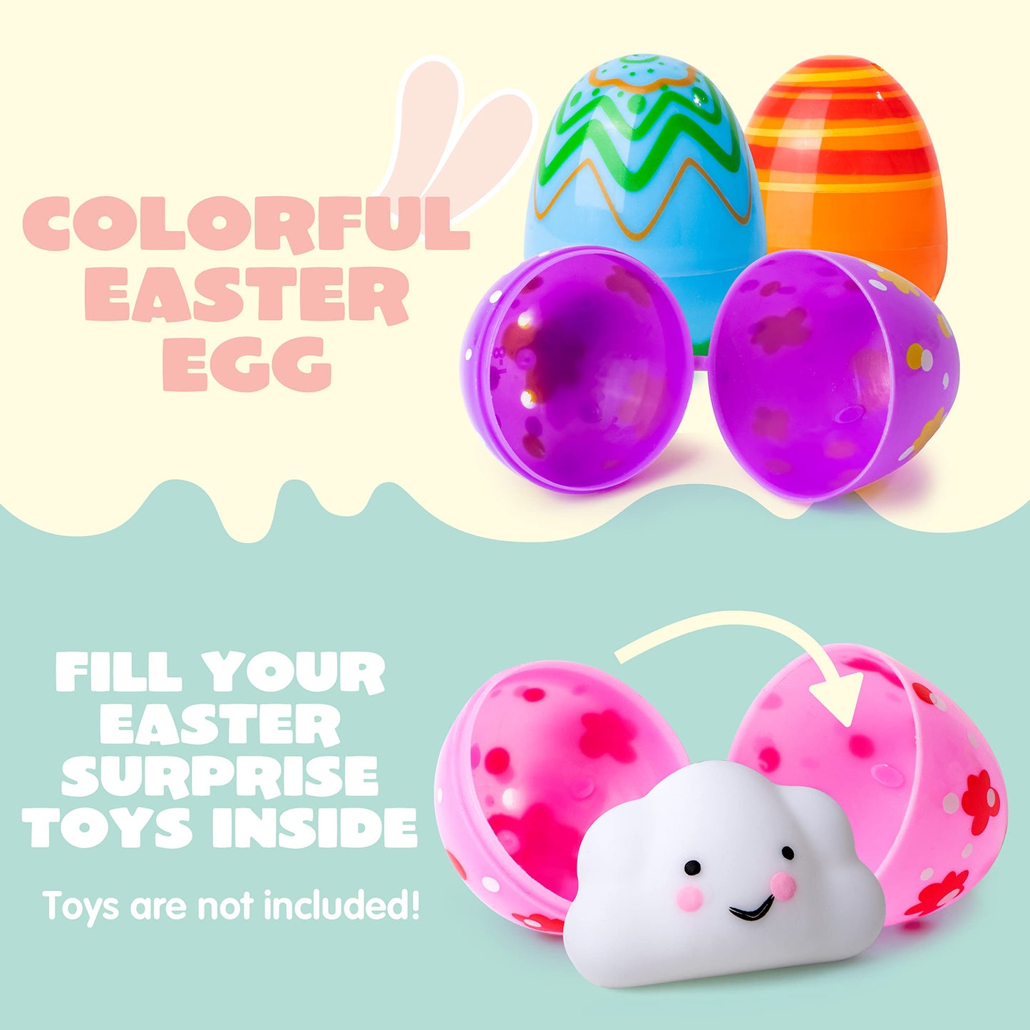 JOYIN 288PCS 2.3" Printed Easter Eggs, Empty Easter Eggs Fillable, Colorful Plastic Eggs Bulks for Easter Hunt, Party Favor, Basket Stuffers Filler, Classroom Prize Supplies