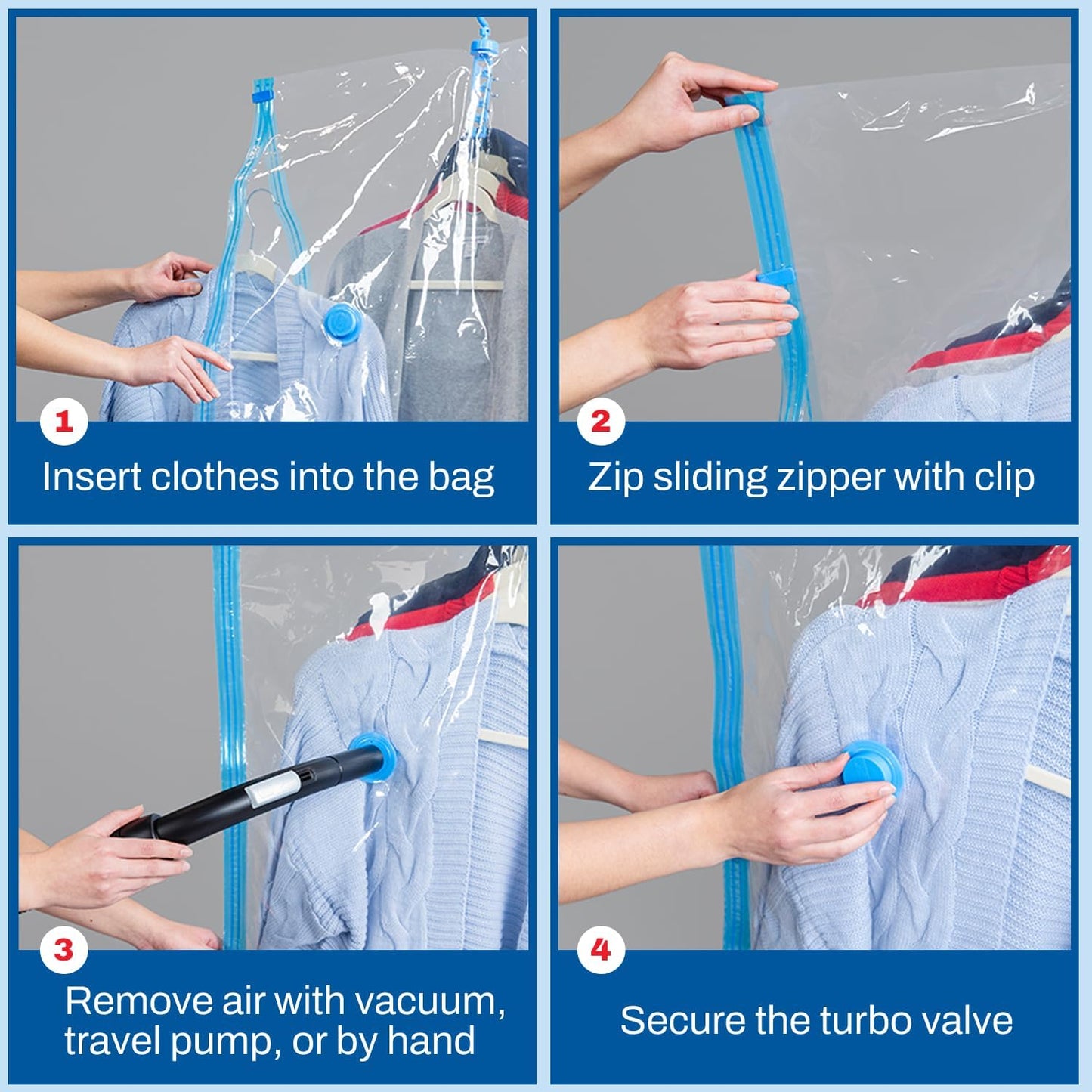 Spacesaver Vacuum Storage Bags - Pack of 4 Sealed Organizers for Bedding, Clothing & More